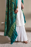 Rama Green - Pure Modal Silk Bandhani Barbag Dupatta with Zari Lagdi Patta
