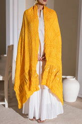 Yellow - Pure Modal Silk Bandhani Barbag Dupatta with Zari Lagdi Patta