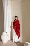 Red - Pure Modal Silk Lehriya Bandhani Dupatta with Zari Lagdi Patta