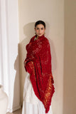 Red - Pure Modal Silk Lehriya Bandhani Dupatta with Zari Lagdi Patta