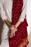 Maroon - Pure Modal Silk Bandhani Dani Dupatta with Zari Lagdi Patta