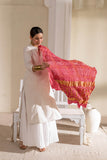 Pink - Pure Modal Silk Bandhani Checks Pallu Dupatta with Zari Lagdi Patta