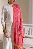 Pink - Pure Modal Silk Bandhani Checks Pallu Dupatta with Zari Lagdi Patta
