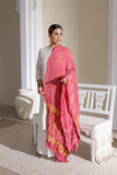 Pink - Pure Modal Silk Bandhani Checks Pallu Dupatta with Zari Lagdi Patta