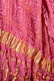 Pink - Pure Modal Silk Bandhani Checks Pallu Dupatta with Zari Lagdi Patta