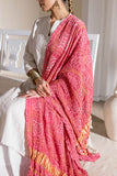 Pink - Pure Modal Silk Bandhani Checks Pallu Dupatta with Zari Lagdi Patta