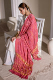 Pink - Pure Modal Silk Bandhani Checks Pallu Dupatta with Zari Lagdi Patta