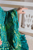 Rama Green - Pure Modal Silk Bandhani Checks Pallu Dupatta with Zari Lagdi Patta