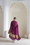 Wine - Pure Modal Silk Bandhani Dani Dupatta with Zari Lagdi Patta