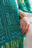 Rama Green - Pure Modal Silk Bandhani Checks Pallu Dupatta with Zari Lagdi Patta