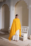 Yellow - Pure Modal Silk Bandhani Checks Pallu Dupatta with Zari Lagdi Patta