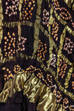 Black - Pure Modal Silk Bandhani Checks Pallu Dupatta with Zari Lagdi Patta