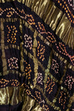 Black - Pure Modal Silk Bandhani Checks Pallu Dupatta with Zari Lagdi Patta