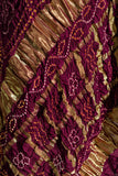 Wine - Pure Modal Silk Bandhani Checks Pallu Dupatta with Zari Lagdi Patta
