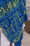 Blue - Pure Modal Silk Bandhani Checks Pallu Dupatta with Zari Lagdi Patta