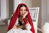 Red - Pure Modal Silk Bandhani Checks Pallu Dupatta with Zari Lagdi Patta