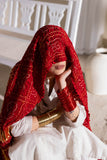 Red - Pure Modal Silk Bandhani Checks Pallu Dupatta with Zari Lagdi Patta