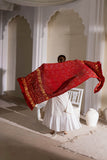 Red - Pure Modal Silk Bandhani Checks Pallu Dupatta with Zari Lagdi Patta