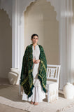 Bottle Green - Pure Modal Silk Bandhani Checks Pallu Dupatta with Zari Lagdi Patta