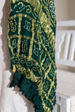 Bottle Green - Pure Modal Silk Bandhani Checks Pallu Dupatta with Zari Lagdi Patta