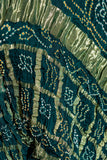 Bottle Green - Pure Modal Silk Bandhani Checks Pallu Dupatta with Zari Lagdi Patta
