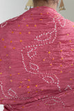 Pink - Pure Modal Silk Lehriya Bandhani Dupatta with Zari Lagdi Patta