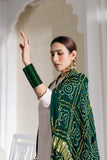 Bottle Green - Pure Modal Silk Bandhani Checks Pallu Dupatta with Zari Lagdi Patta