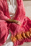Pink - Pure Modal Silk Lehriya Bandhani Dupatta with Zari Lagdi Patta
