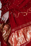 Red - Pure Modal Silk Bandhani Dani Dupatta with Zari Lagdi Patta