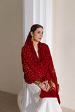 Red - Pure Modal Silk Bandhani Dani Dupatta with Zari Lagdi Patta