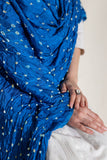 Blue - Pure Modal Silk Bandhani Dani Dupatta with Zari Lagdi Patta