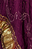 Wine - Pure Modal Silk Lehriya Bandhani Dupatta with Zari Lagdi Patta