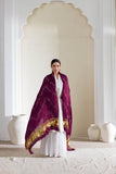 Wine - Pure Modal Silk Lehriya Bandhani Dupatta with Zari Lagdi Patta