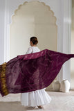 Wine - Pure Modal Silk Lehriya Bandhani Dupatta with Zari Lagdi Patta
