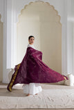 Wine - Pure Modal Silk Lehriya Bandhani Dupatta with Zari Lagdi Patta