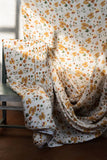 100% Pure European Linen Printed Fabric - Floral - Cream/Yellow