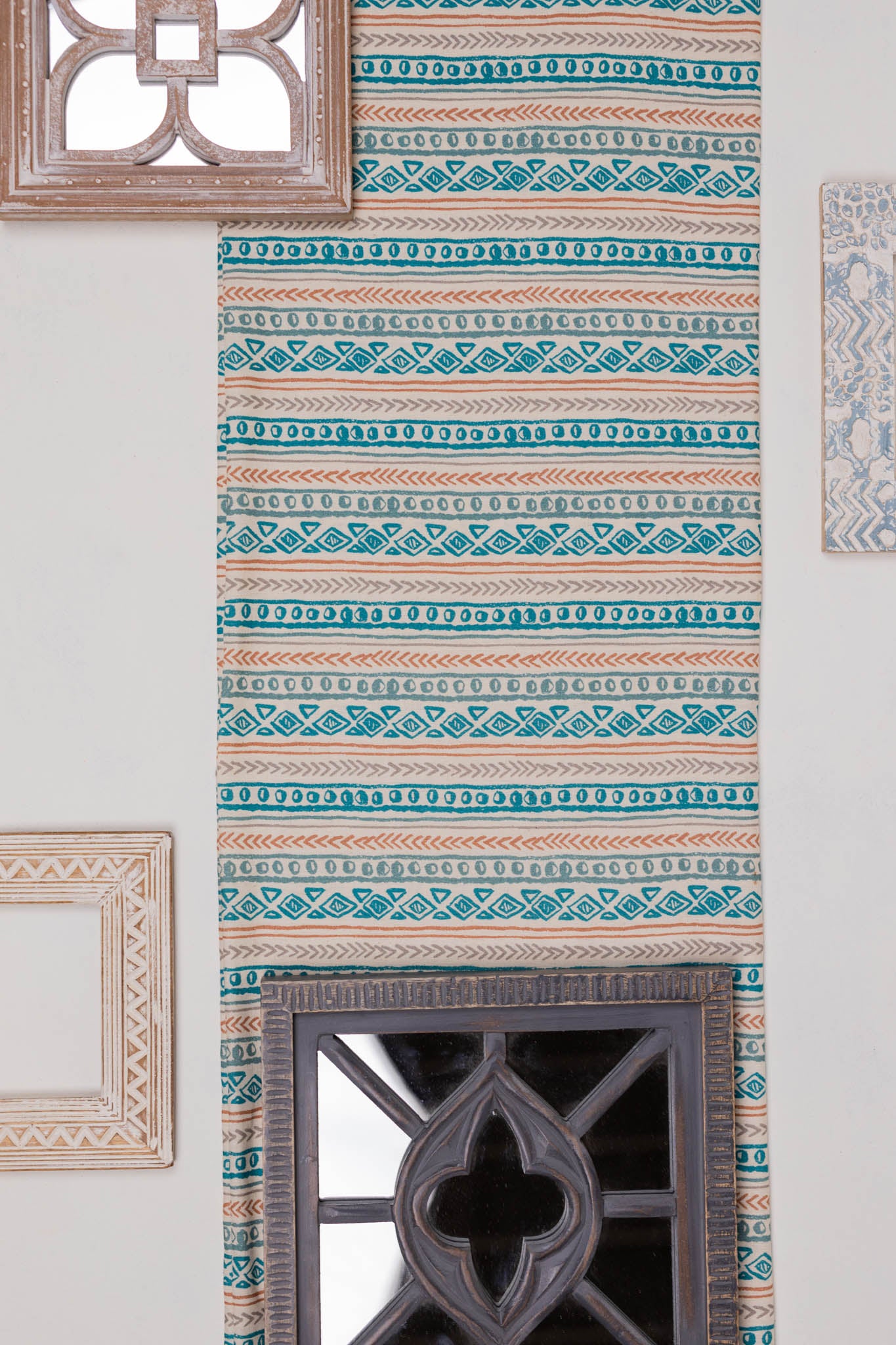 Khadi Cotton Printed Fabric - Geometrical - Multicolor - Vastra Raag