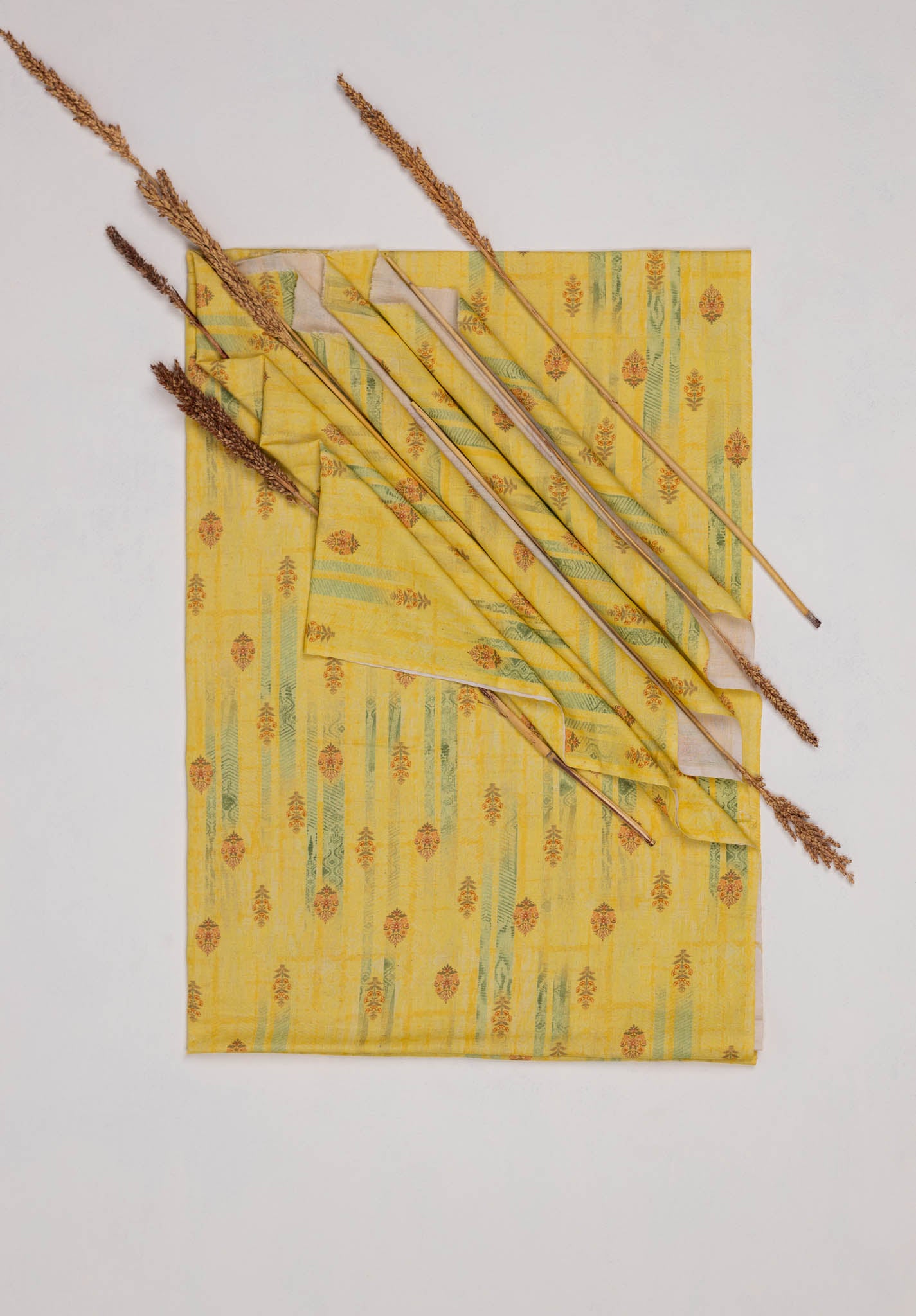 Khadi Cotton Printed Fabric - Small Flower - Vastra Raag