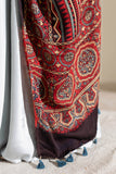 Maroon/Black - Modal Silk Ajrakh Hand Block Dupatta