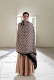 Cream/Maroon - Modal Silk Ajrakh Hand Block Dupatta