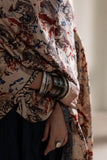 Cream/Black/Blue - Modal Silk Ajrakh Hand Block Dupatta