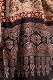 Cream/Black - Modal Silk Ajrakh Hand Block Dupatta