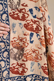 Cream/Maroon - Modal Silk Ajrakh Hand Block Dupatta