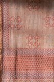 Ajrakh Hand Block Printed Kota Doria Saree - Peach