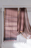Ajrakh Hand Block Printed Kota Doria Saree - Brown