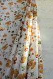 100% Pure European Linen Printed Fabric - Floral - Cream/Yellow
