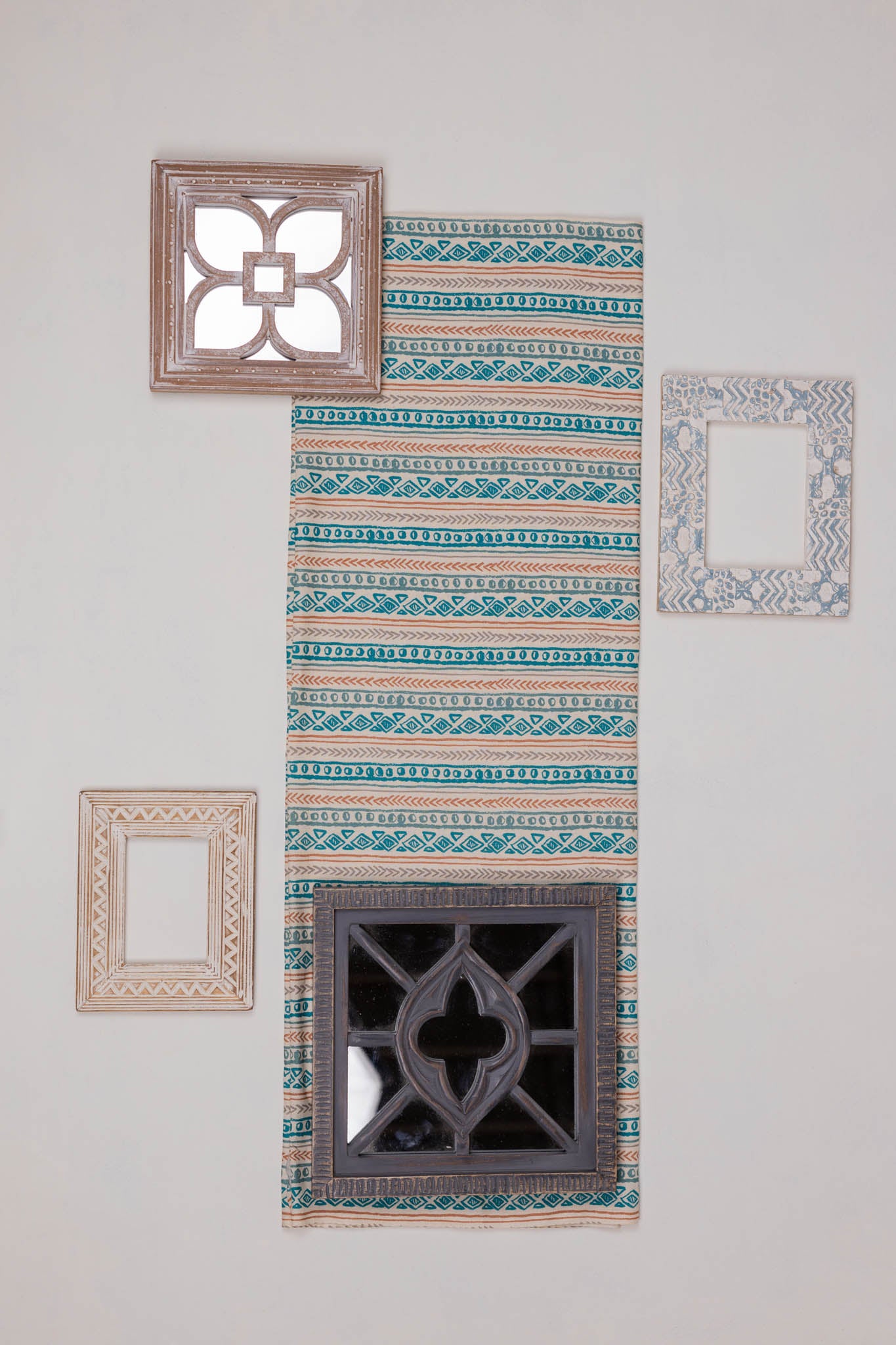 Khadi Cotton Printed Fabric - Geometrical - Multicolor - Vastra Raag