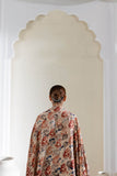 Cream/Maroon - Modal Silk Ajrakh Hand Block Dupatta
