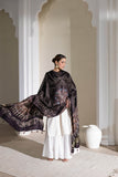Modal Silk Ajrakh Hand Block Dupatta with Lagdi Patta - Black