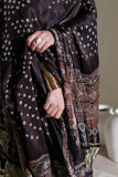 Modal Silk Ajrakh Hand Block Dupatta with Lagdi Patta - Black